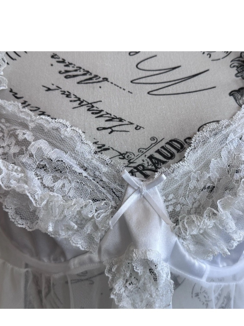 Y2K Secret Treasures White Lace Sheer Babydoll Nightgown Romantic Lingerie OS - Picture 3 of 6
